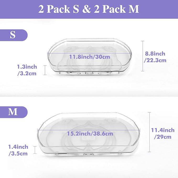 Incostar 360° Rotating Lazy Susan Turntable - Multifunctional Rectangular Organizer 15.1" x 11.4" for Refrigerator, Cabinet, Pantry, and Kitchen Countertop (4 Pack)