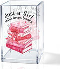 Just A Girl Who Loves Books Acrylic Pencil Holder Cup, Funny Floral Books Desk Organizer for Book Lover Bookish Bookworms Readers, Women Empowerment Gifts for Daughter Girls Sister BFF (Red)