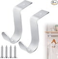 Hicarer 2 Pcs 1.38 Inch Closet Rod Brackets Heavy Duty Metal Wall Mount Rod Brackets with Screws Closet Pole Support for Living Room Bedroom Shelf Office(Silver)