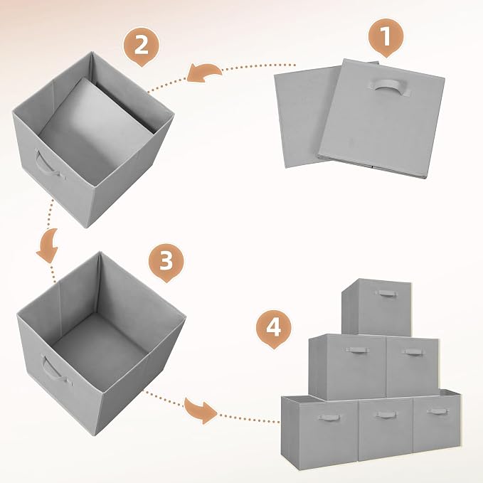 STORAGE MANIAC Storage Cubes, 13 Inch Collapsible Storage Bins with Handles, 10 Pack Fabric Foldable Bins for Organization, Durable Storage Bins for Closet, Shelves, Offices, 10-Pack Grey