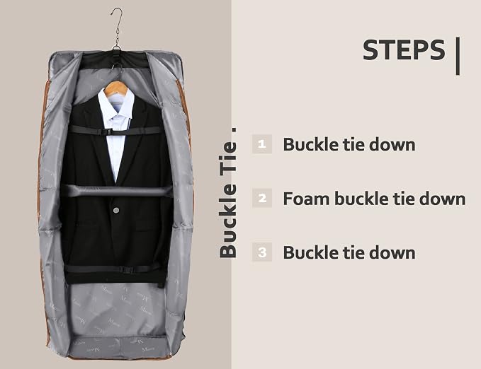 MATEIN Suit Carry On Garment Bag for Travel, Suit Bag with Adjustable Strap | Waterproof, Foldable Garment Luggage, Large Compartment, For Women, For Carrying Clothes, Black Stripe