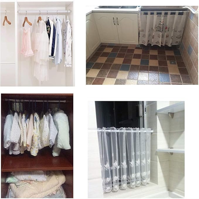 Cupboard Bars Tension Rods, 6 Pack 11.8-20 Inches Spring Tensions Rods Steel Adjustable Tension Curtain Rod Shower Rod Closet Rod Window Rods White