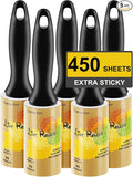 Extra Sticky Lint Rollers for Pet Hair, 450 Sheets, 5 Packs | Removes dog & cat fur, dust, fuzz & lint from clothes, couch, furniture & car for home, office & travel. Easy tear sheets