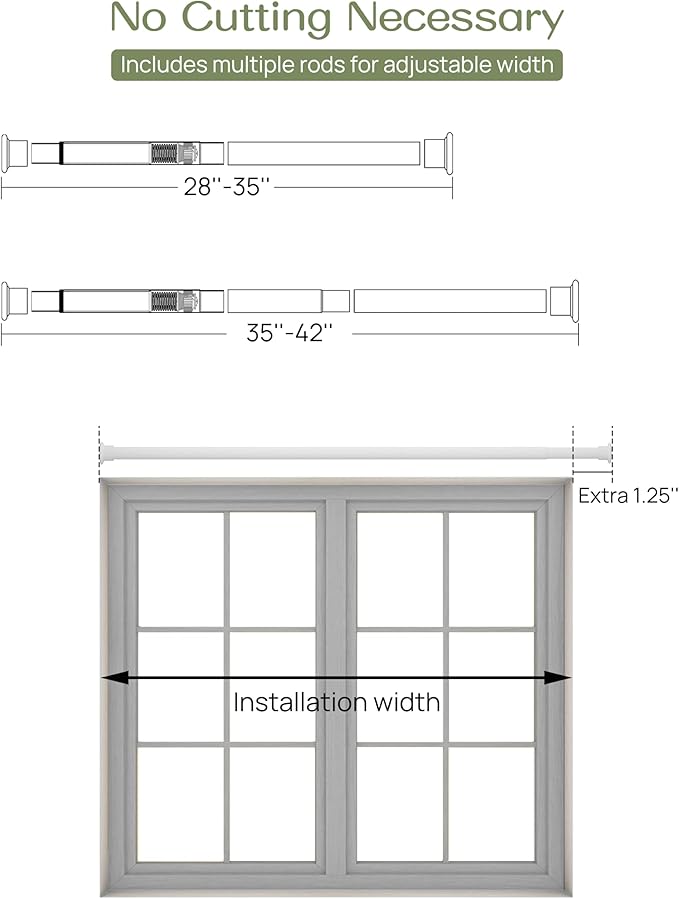 ALLZONE Heavy Duty Tension Shower Curtain Rod 28-42 Inches for Bathroom, Window, Non-Slip, Adjustable with Strong Spring Pole for Closet, Doorway, No Rust, No Drilling, White