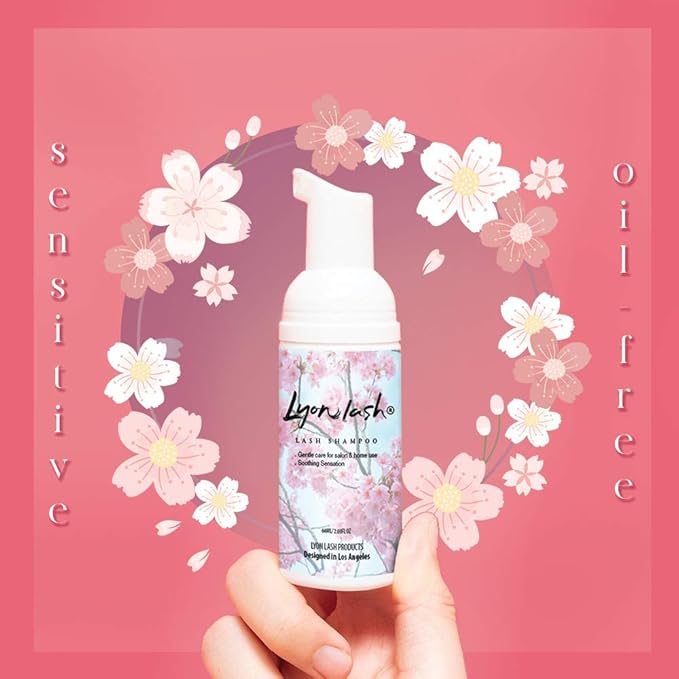 Eyelash Extension Shampoo - Lyon Lash Eyelid Foam Cleanser/Gentle Formula for Sensitive people/Paraben & Sulfate Free/Remove Eye Makeup & Oil & Dust/For Salon and Home Use (60ml without brushes)