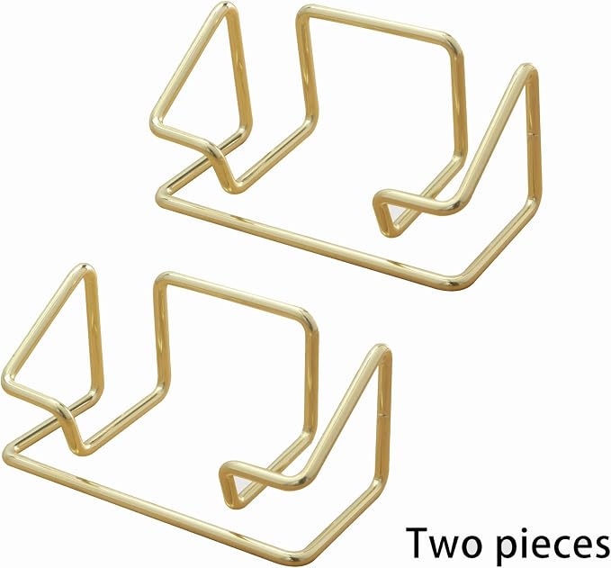 2 Pack Business Card Holder Desk，Metal Business Card Holder Display,Business Card Display Stand,for Office Home Desktop (Gold)