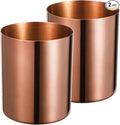 Rose Gold 304 Stainless Steel Pen Holder & Pencil Cup, Metal Desk Caddy & Desktop Stationery Organizer, Mirror Finish & Vacuum Plating(2-Piece Set)