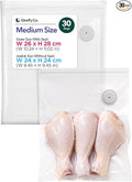 GIRAFFYCO 30 Medium Reusable Vacuum Sealer Bags, 10 x 11 in, Airtight Food | BPA-Free Airtight Bags with Detachable Valve for Handheld Vacuum Sealer, Freezer, Fridge, Meal Prep & Leftovers