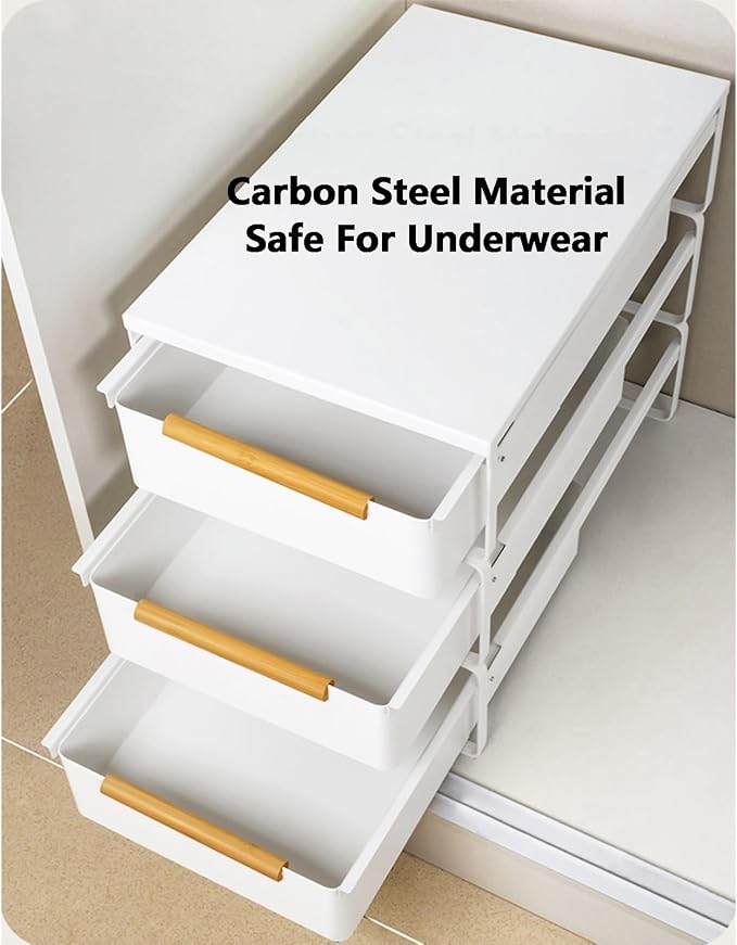 Closet Pull-Out Baskets,Stackable Storage Bins,Carbon Steel Drawer Basket,Smooth Pulling for Kitchen Pantry Cabinet and Closet(27.2x42.6x38cm)