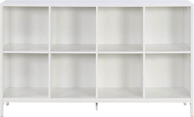 OSP Home Furnishings Ace Contemporary Modern Storage Bookcase with Shelves, 2- Shelves, 8 Cubes, White Finish