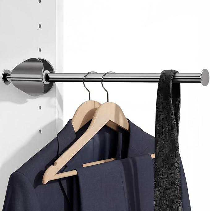 INMAKER Valet Rod for Closet Pull out | Slide out to 9.5" Hanger Rod for ≥12" Deep Closet, Blackish Grey, 1 Pack