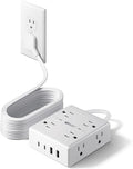SUPERDANNY Extension Cord,Flat Plug Surge Protector Power Strip,15Ft | 8 AC & 4 USB Ports (2 USB C),Surge Protector with 1050J,Desk Charging Station for Home Office,College Dorm Room Essentials