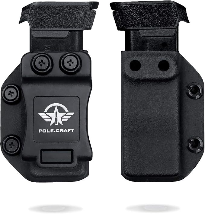 POLE.CRAFT IWB/OWB Magazine Holster Kydex - Mag Carrier Fits: 9mm .40 Double Stack / 9mm .40 Single Stack - P365 1911 Glock 19 19X 17 26 27 28 43 22 23 25 26 27 31 32 33 34 35 37 38 Glock43X .. Mag