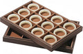 Wood Jewelry Organizer Tray, Bracelet Display (Brown, 2Pc, 12 Grids) | Stackable Jewelry Display, Bracelet Holder, Tangle-Free Bracelet Organizer, Watch Ring Storage