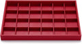 Oirlv Gorgeous Red Leather 24 Gird Jewelry Tray Stackable Jewelry Drawer Organizer Rings Earrings Organizer Storage