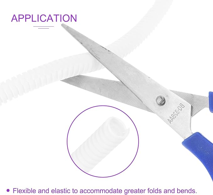 DMiotech 50ft Wire Loom Split Tubing 1/4 Inch(6.5 Mm) ID, Cord Protectors from Pet Flexible Conduit Cable Management for Office, Home, Garden, White