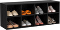 Tangkula 8 Cubbies Shoe Storage Bench, Shoe Organizer with 500 LBS Weight Capacity, Cubby Shoe Rack Storage Cabinet for Entryway, Hallway, Living Room and Bedroom (Black)