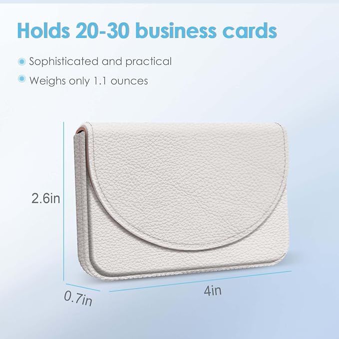 Business Card Holder，PU Leather Business Card Case Color Printing Pattern Card Holder Wallet，Pockets Magnetic Credit Card Holders for Men and Women，White