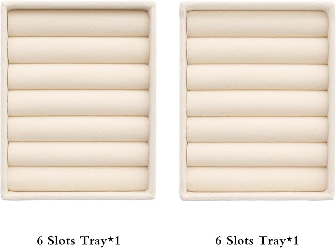 Small Jewelry Tray Set Velvet Ring Organizer Mini Jewelry Drawer Organizer Stackable Jewelrys Organizers Earrings Display Tray Storage Insert Holder for Box Drawer Dresser (Modern)