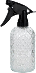 Glass Handheld Spray Bottle - 12oz Refillable Bottle ，Adjustable Nozzle Watering Can for Garden Plants Cleaning Solutions (Clear)