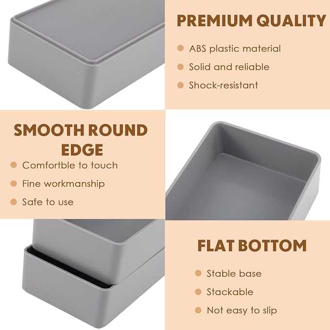 Teling 2 Pcs Grey Large Rectangular Desk Organizer Set, Half Accessory Tray, Plastic Tabletop Organizer for Office, Home, or Study, Dimensions: 9.45 x 2.95 x 1.38 Inches