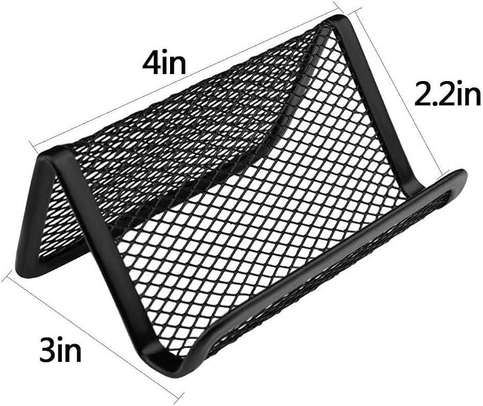 Black Metal Mesh Business Card Holder Desk Business Card Organizer for Desk Office Name Card(Black, 6 Pack)