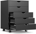 OLIXIS 5 Drawer File Cabinet with Wheels, Under Desk Storage Printer Stand | 15.75"D x 18.74"W x 25.39"H, Holds Printer, Office Supplies, Not For Hanging Files, For Home Office Study Use Balck