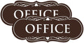 All Quality Designer Office Sign | Easy Installation - Dark Brown - Small (2 Pack)