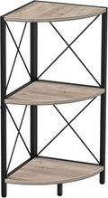 Snughome Corner Shelf for Desktop, 3-Tier Corner Storage Organizer with Metal Frame, Freestanding Corner Shelf Stand Display Rack for Kitchen Counter, Living Room, Grey