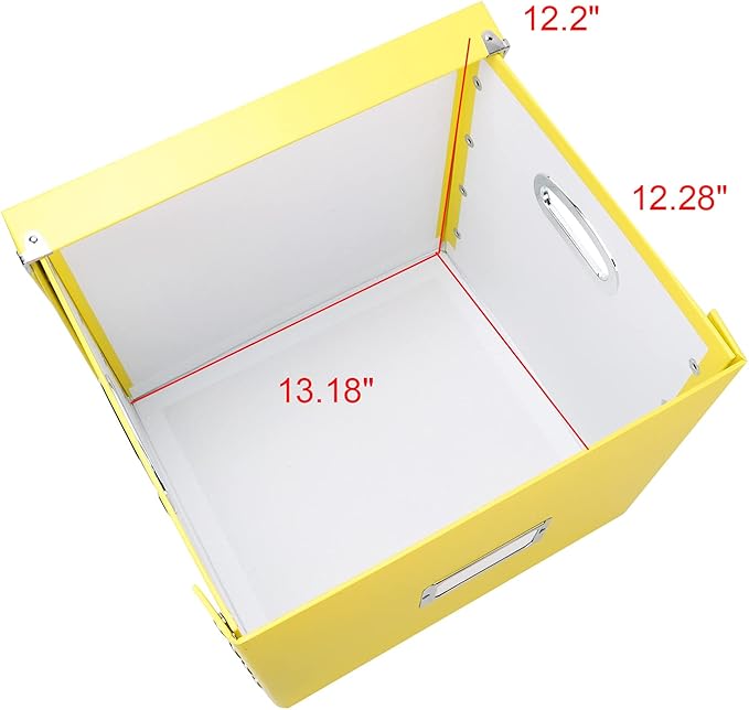 Snap-N-Store Vinyl Record Storage Box - 12" - 1 Pack- Crate Holds up to 75 Vinyl Albums - Yellow