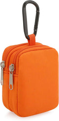 E-Tree Coin Purse with Carabiner Clip, Dual Layer Card Case Holder, Mini Pouch for AirPod Earphone Keychain USB Cable,Wallet, Small Accessories Organizer Bag for Women and Men (Orange)