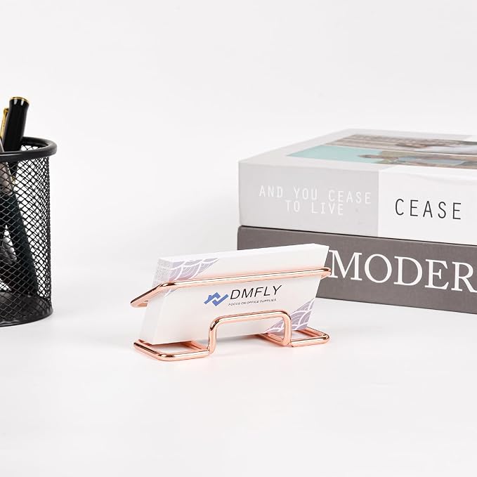 Metal Business Card Holder for Desk, Cute Card Display Stand, Compatible with Various Countertops, Rose Gold