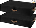 StorageWorks Underbed Storage Containers with Lids, 2-Pack 6" Low Profile Under Bed Organizers for Clothes, Bedding and Sweaters, 53L Large Fabric Storage Bins, Foldable Space Saving, Black