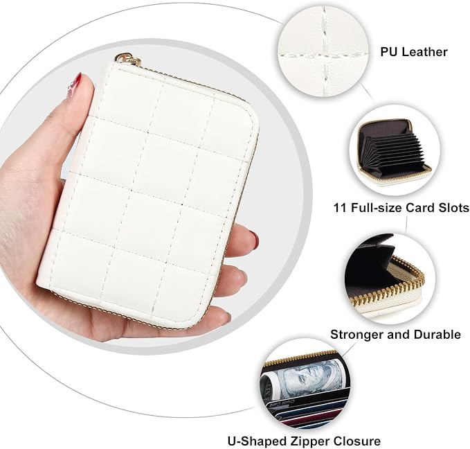 Credit Card Wallet, RFID Card Case Wallet, Zipper Card Cases Holder for Men Women, RFID Blocking, KeyChain Wallet, Compact Size Card Organizer Case for Women