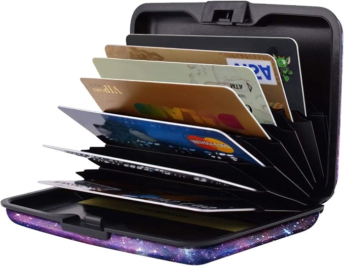 Coco Rossi Credit Card Holder RFID Aluminum Small Mini Wallet Women | Metal Wallet, Business Cards Holder, ID Case, Slim Sleeves, Womens Girls Gift, Carry Proof Wallets for Travel, Nebula