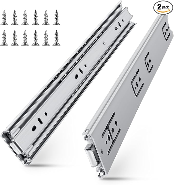 SLIDEWAY 200 Lbs Heavy Duty Drawer Slides 1 Pair 8 10 12 14 16 18 20 22 30 32 40 Inch Full Extension Ball Bearing Sliding Rails Cabinet Runners Tracks Tool Box Glides-26