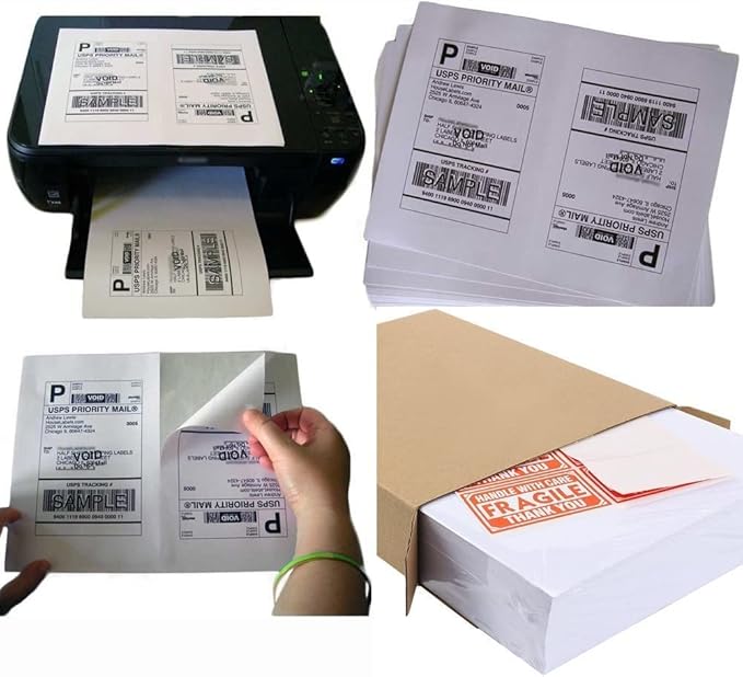 MFLABEL Half Sheet Label Laser/Ink Jet USPS UPS FedEx Shipping Label 8.5 x 11 Inches Packaging Labels, Address Labels for Laser & Inkjet Printers, 5000 Count(2500 Sheets)