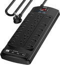 Surge Protector Power Strip, Yintar 10 Feet Flat Plug Heavy Duty Extension Cord with 18 Widely Outlets and 4 USB Ports, 2100 Joules, ETL Listed, Black