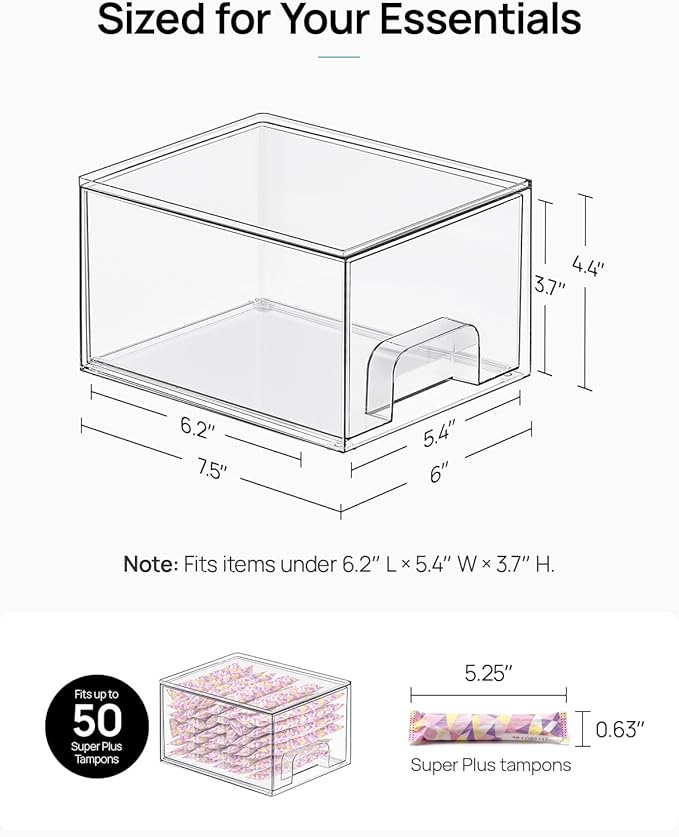 Vtopmart Clear Under Sink Organizer, 8 Pack Stackable Storage Drawers Set Designed to Fit Bathroom&Kitchen Under-Sink Organization
