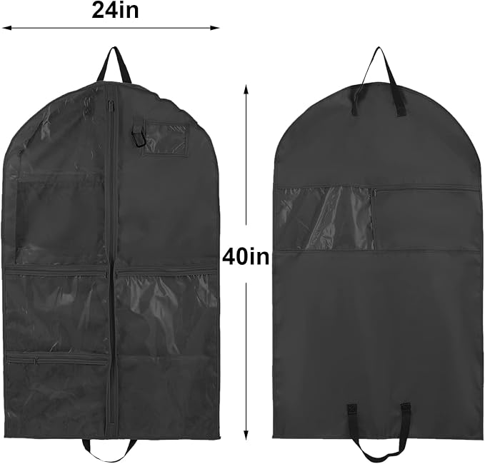 Waterproof Hanging Garment Bag,40 inch Garment Bags for Hanging Clothes,Garment Bags for Travel Storage,Dance Clothes Bag,Kids Garment Bag for Dance Costumes,Sports,Theatre,Beauty Pageants (Black)