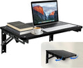 Folding Wall Desk for Small Space, Black 21.7″ Wooden Floating Table | Foldable Shelf Wall Mounted for Office Living Room Bedroom, Media Projector Shelves with 2 Heavy-Duty Brackets Holds Up 80lbs