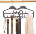 Belt Hanger 2 Pack, Sturdy Belt Organizer with 360 Degree Swivel, Tie Rack with 11 Large Belt Hooks for Closet, Non Slip Rubberized Belt Rack, Gray