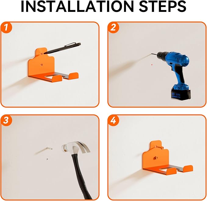 JNIHEEP Garage Organizer Trimmer Rack,Garden Power Tool Hanger,2Pack,Orange | Weedeater Rack, Heavy Duty Weed Whackers Holder Wall Mounted for Grass Trimmer, Hedge Trimmer, Garage Trimmer, Garden Tools