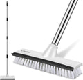 SetSail Floor Scrub Brush with 51-Inch Long Adjustable Handle 2 in 1 Scrape Brush Stiff Bristle Floor Scrubber for Cleaning Shower Bathroom Garage Kitchen Wall Deck Tub Tile,Black White
