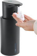 Automatic Foaming Soap Dispenser Touchless, 304 Stainless Steel Bottle Body | 16.2oz/480ml,USB Rechargeable, 3 Adjustable Liquid Levels, IPX7 Waterproof, for Kitchen Bathroom, Black