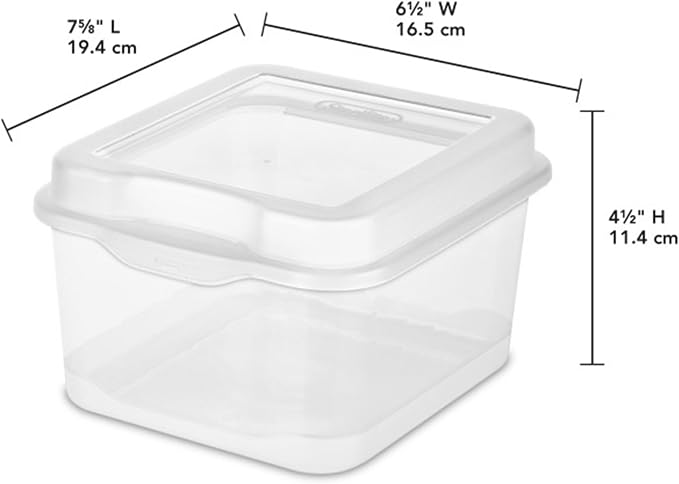 Sterilite 18038612 Small Flip Top Storage Box (24) | Bin with Hinged Lid, Stackable Multipurpose Organizer for Art & Craft Supplies, Accessories, Photos & CDs, Home or Office Use