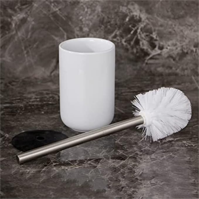 Toilet Brush Ceramics Toilet Brush Quick Draining Clean Tool Floor-Standing Cleaning Brush Home Bathroom Accessories Toilet Tools (White 9x9x14cm)
