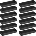 Teling 12 Pcs Black Large Rectangular Desk Organizer Set Half Accessory Tray Plastic Tabletop Organizer for Office Home or Study Dimensions: 9.45 x 2.95 x 1.38 Inches