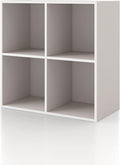 Homes: Inside + Out Apexa 4-Cube Storage Organizer Shelves, Stackable Wood Bookcase Fits Cubby Bins for Organization, Dorm Teen Room Decor & Home Office, Taupe Grey