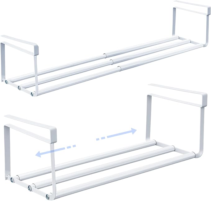 CroBlissful 4 Pcs Expandable Shoe Rack Organizer for Closet 16.5-31.5 Inch Adjustable Retractable Hanging Cabinet Shoe Shelf Dorm Room Storage for Space Saving (White)